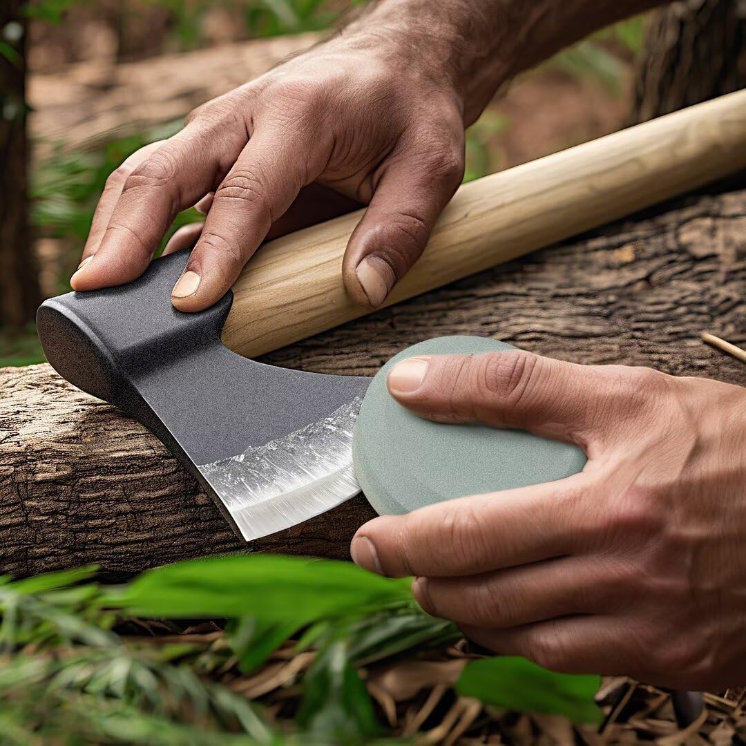 Pietra per affilatura ottagonale a doppio asse con grana 180/320, adatta per grandi utensili in pietra rotonda, ascia e lama da giardino set 2