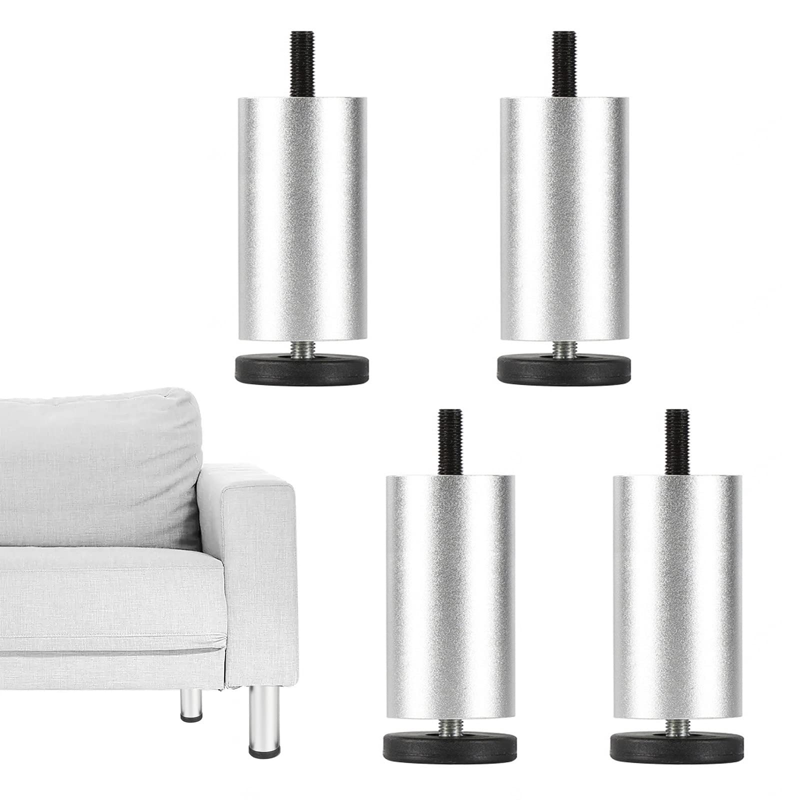 Nogi do szafek ze stopu aluminium, regulowane, do komody(Silver,12cm/4.7in)