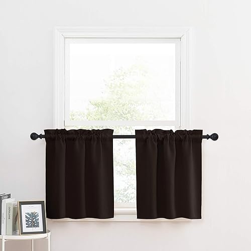 Vista 141 de NICETOWN Paneles de cortina opacas para ventanas pequeñas, con aislamiento térmico, oscurecimiento de habitación, bolsillo para barra, para cubrir