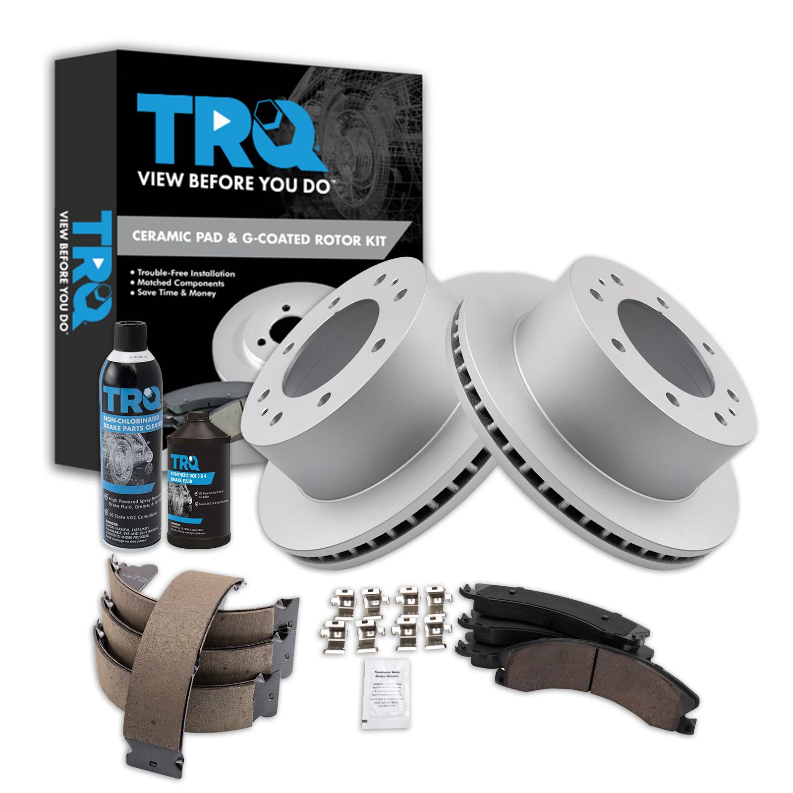 TRQ Rear Brake Pad &amp; Rotor Kit Compatible with 2011-2019 Chevrolet 2011-2019 GMC