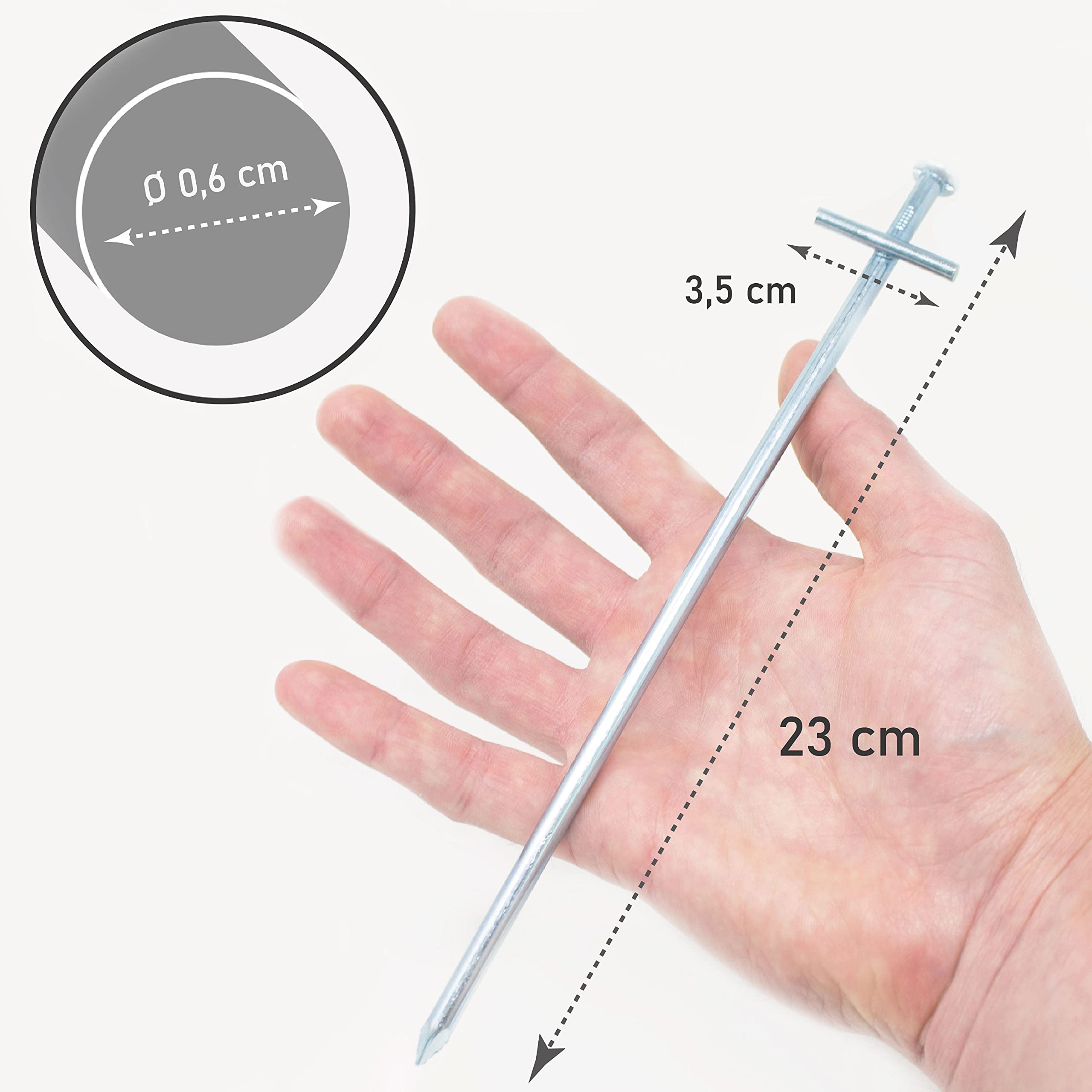 Deiwo Picchetti Per Tenda In Acciaio Zincato, Set Da 5, 23 Cm, Testa Chiodata, Per Terreni Duri E Sassosi - 5