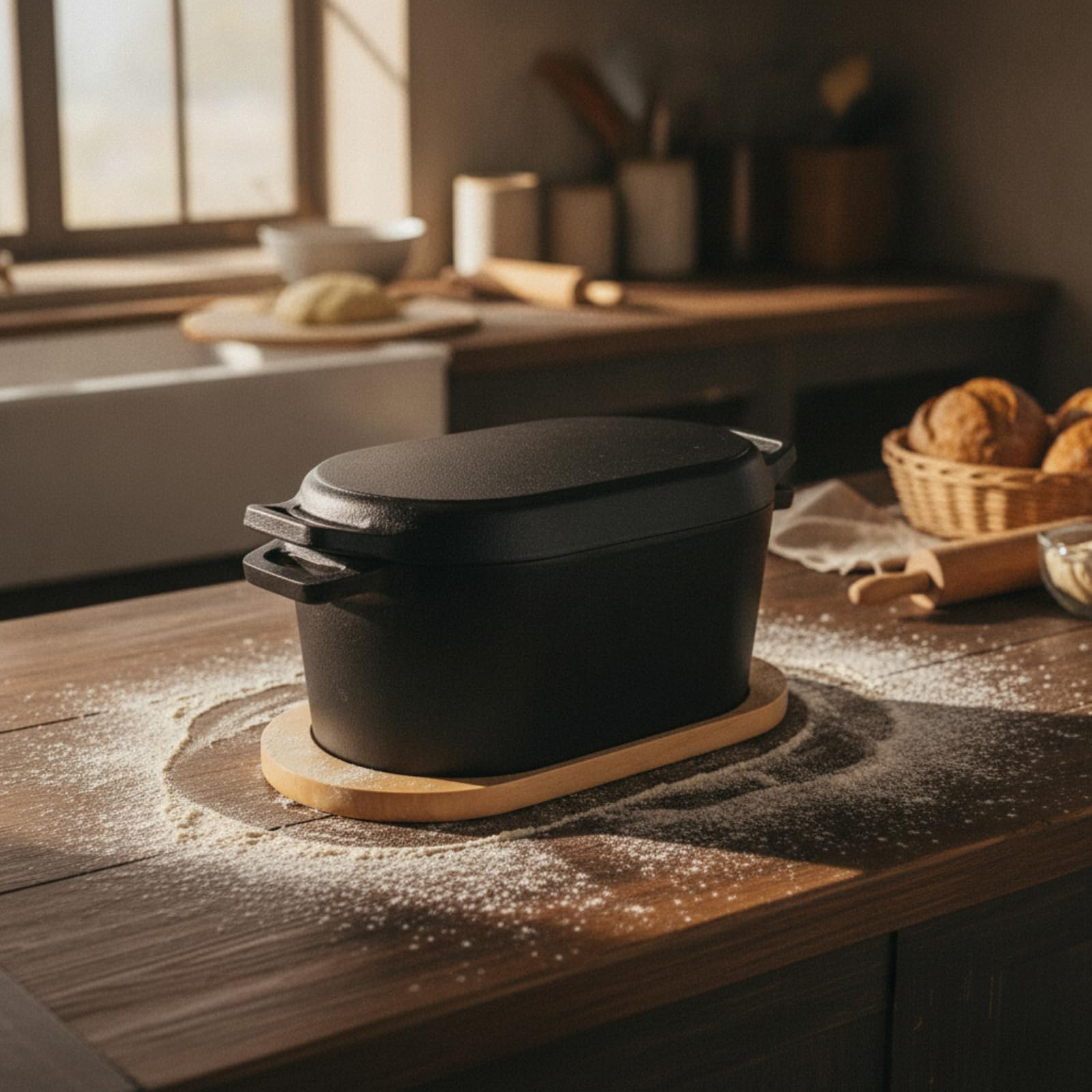 Eisenlegierung Brotbackform mit Deckel hitzebeständig Eisenlegierung Kastenform mit Deckel stabil Dutch Oven für Backofen, Groß, Modern Minimalistisch