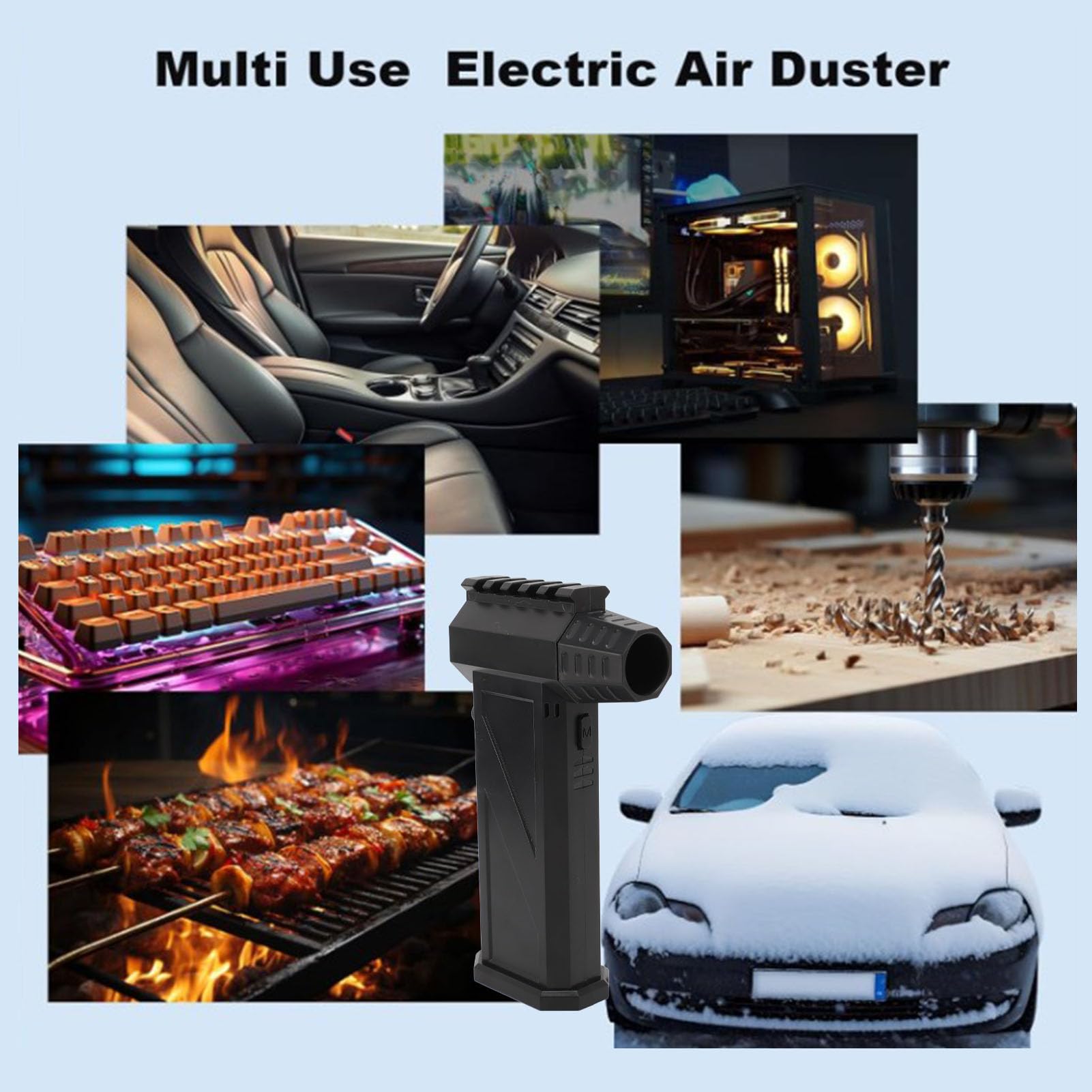 Dépoussiéreur D'air électrique, 300 000 Tr/min, Dépoussiéreur D'air comprimé avec Lampe de Poche, Régulation de Vitesse en Continu, Souffleur à Jet Sec pour Clavier D'ordinateur