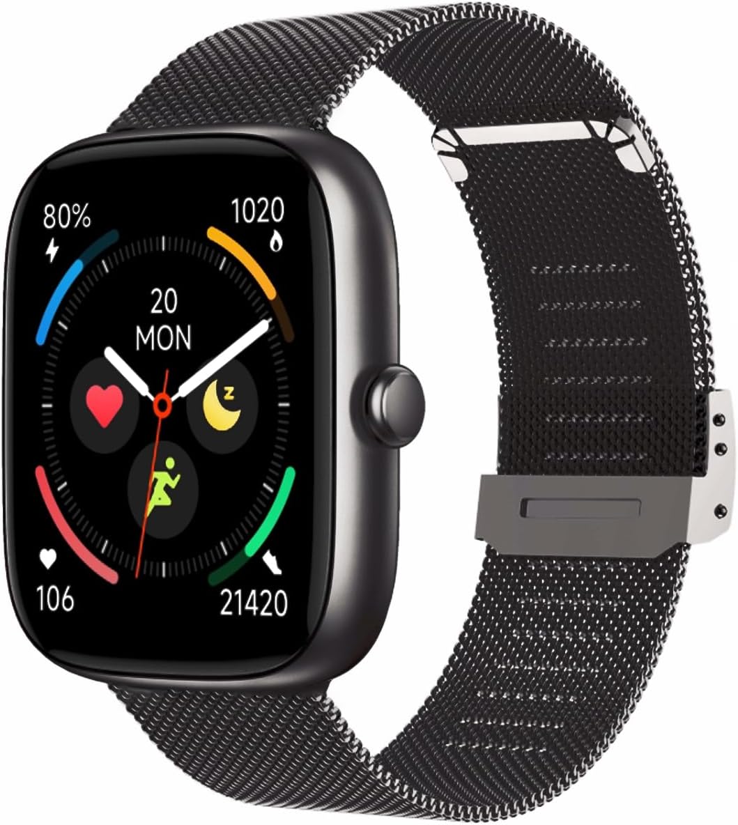 Smart Watch for Women for iPhone Android: 1.83″ HD Touchscreen Bluetooth Call Smartwatch with Heart Rate, SpO2, Stress, Sleep Tracking, IP68 Waterproof Fitness Tracker, 100+ Sport Modes (Dark Gray)