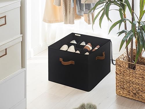 Miniatura 7 de StorageWorks Organizador de zapatos para armario, contenedores de almacenamiento de zapatos de tela con cubierta transparente, divisores ajustables