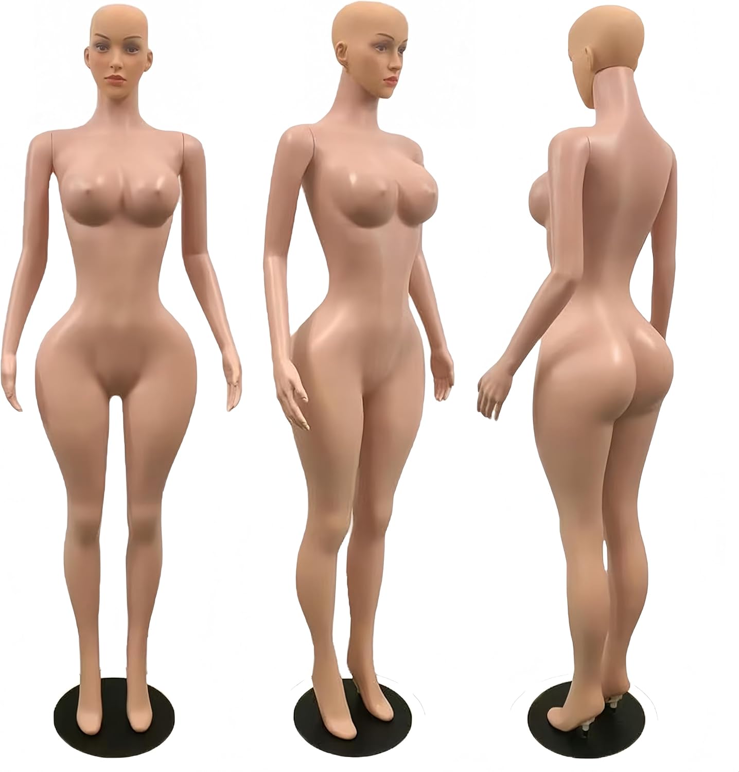 Curvy BBL Brazilian Mannequin with Big Bust Wide Hips Full Body Fashion Display Model, Adjustable Pose, Ideal for Clothing Photography(BP03B)