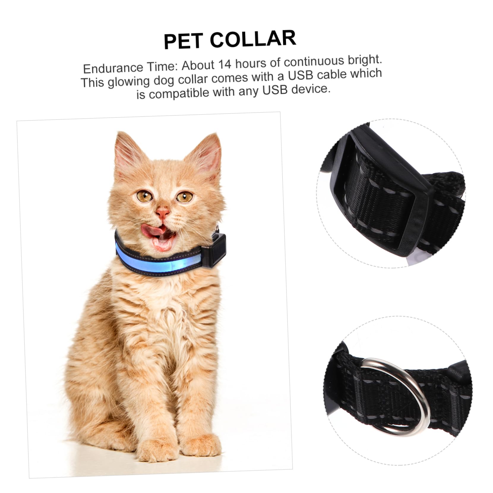 FRCOLOR 3 Juegos Collar De Brillo para Mascotas Collar De Perro Recargable USB Nuevos para El Hogar Brillante Pequeño Perro De Luz Led Plástico Dirigió Cuello