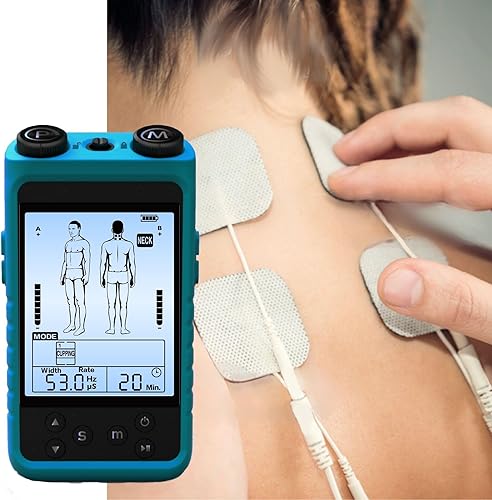 Miniatura 7 de Estimulador electrónico de pulso, estimulador muscular de unidad TENS, alivio del dolor, mejora muscular (azul)