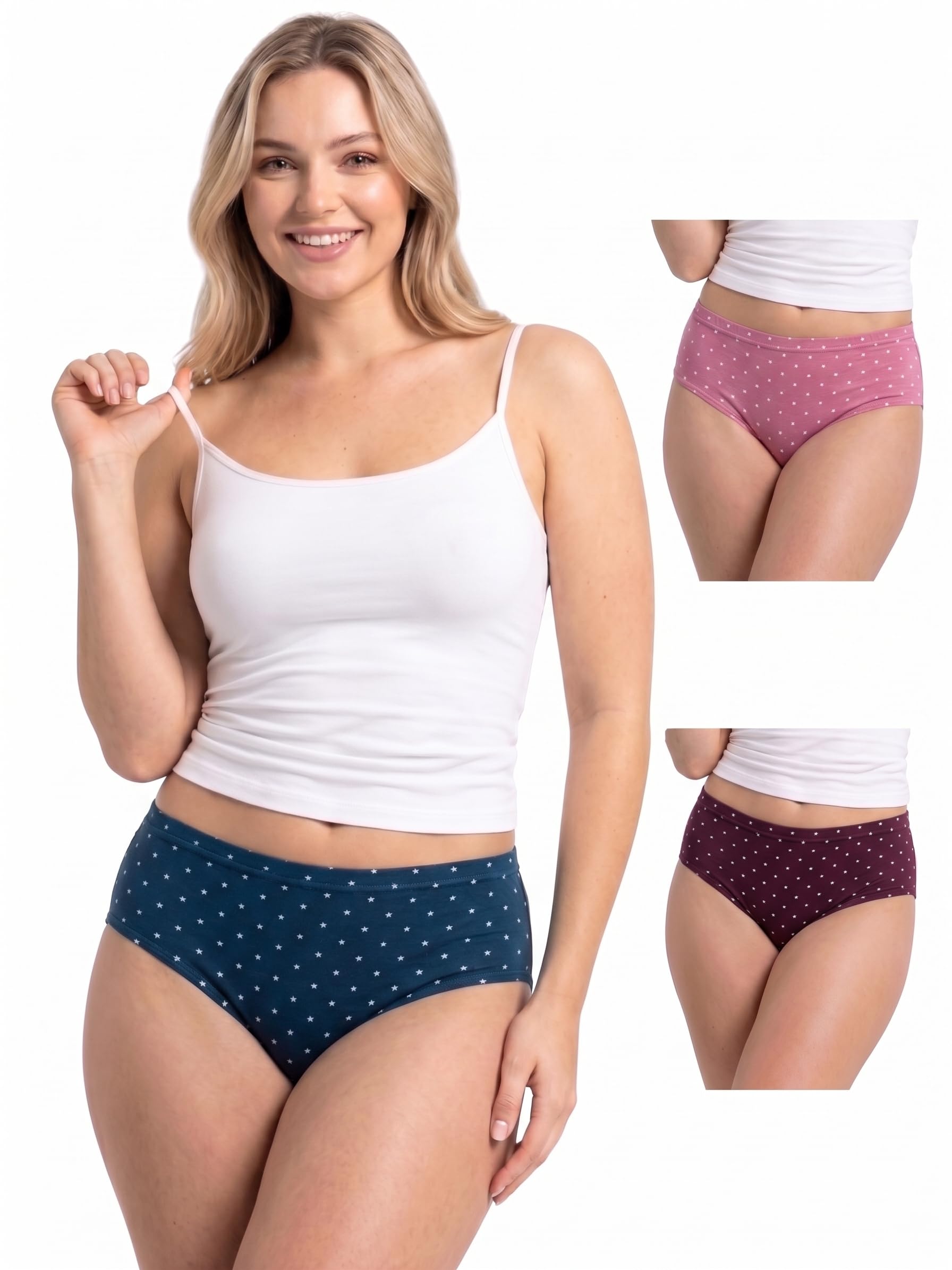 Women Cotton Panties Pack of 3 Mid Waist Printed Panty for Women Soft Breathable Comfortable Stretchable Innerwear Combo for Ladies-image-28