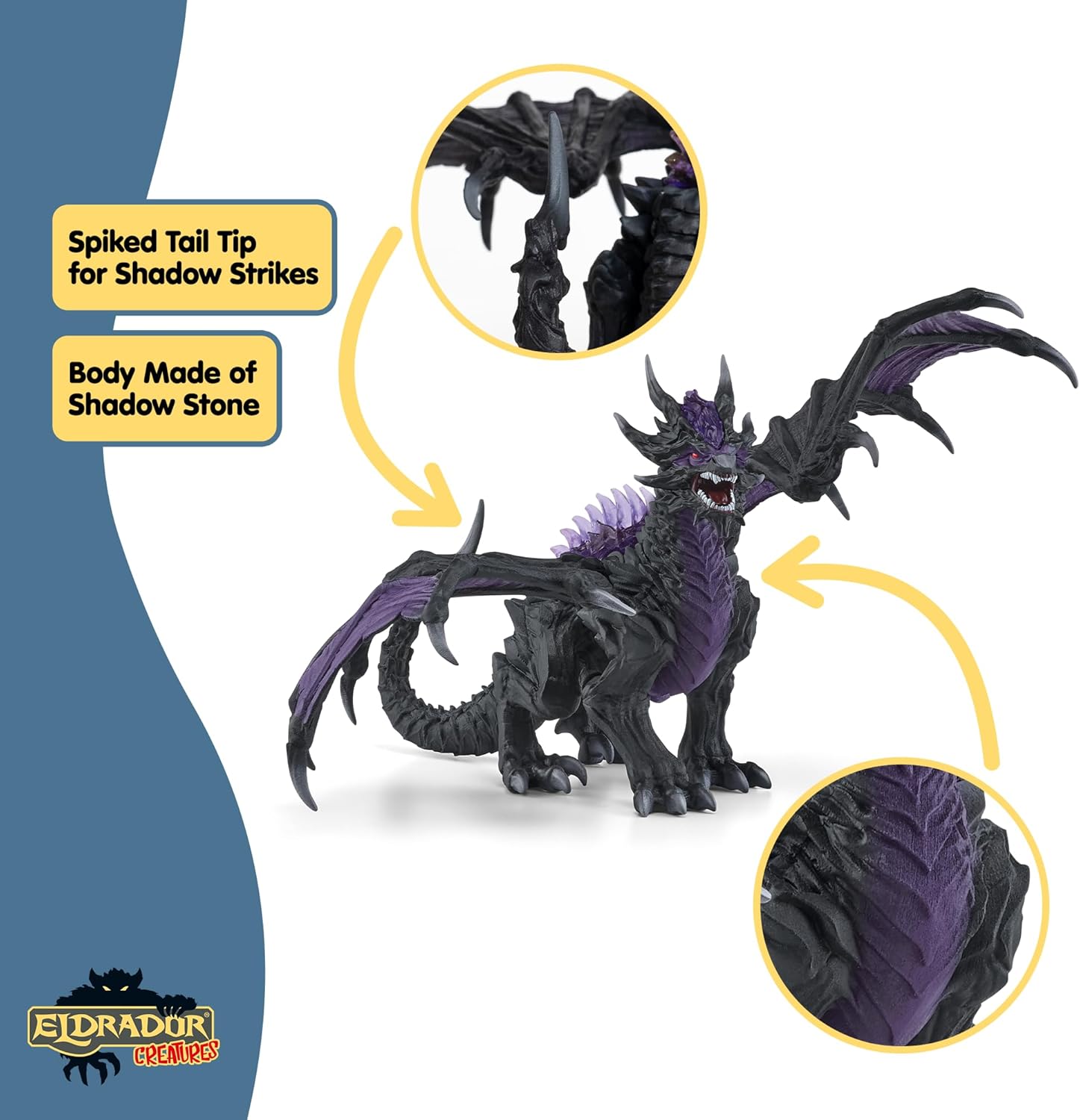 Schleich Eldrador Creatures - 8.5” Shadow Dragon Figurine with Movable Wings - Fantasy Serpent Toy with Translucent Spikes - Mythical Dark Monster Figure for Imaginative Play - Kids Ages 7+ | 70152 - Image 5