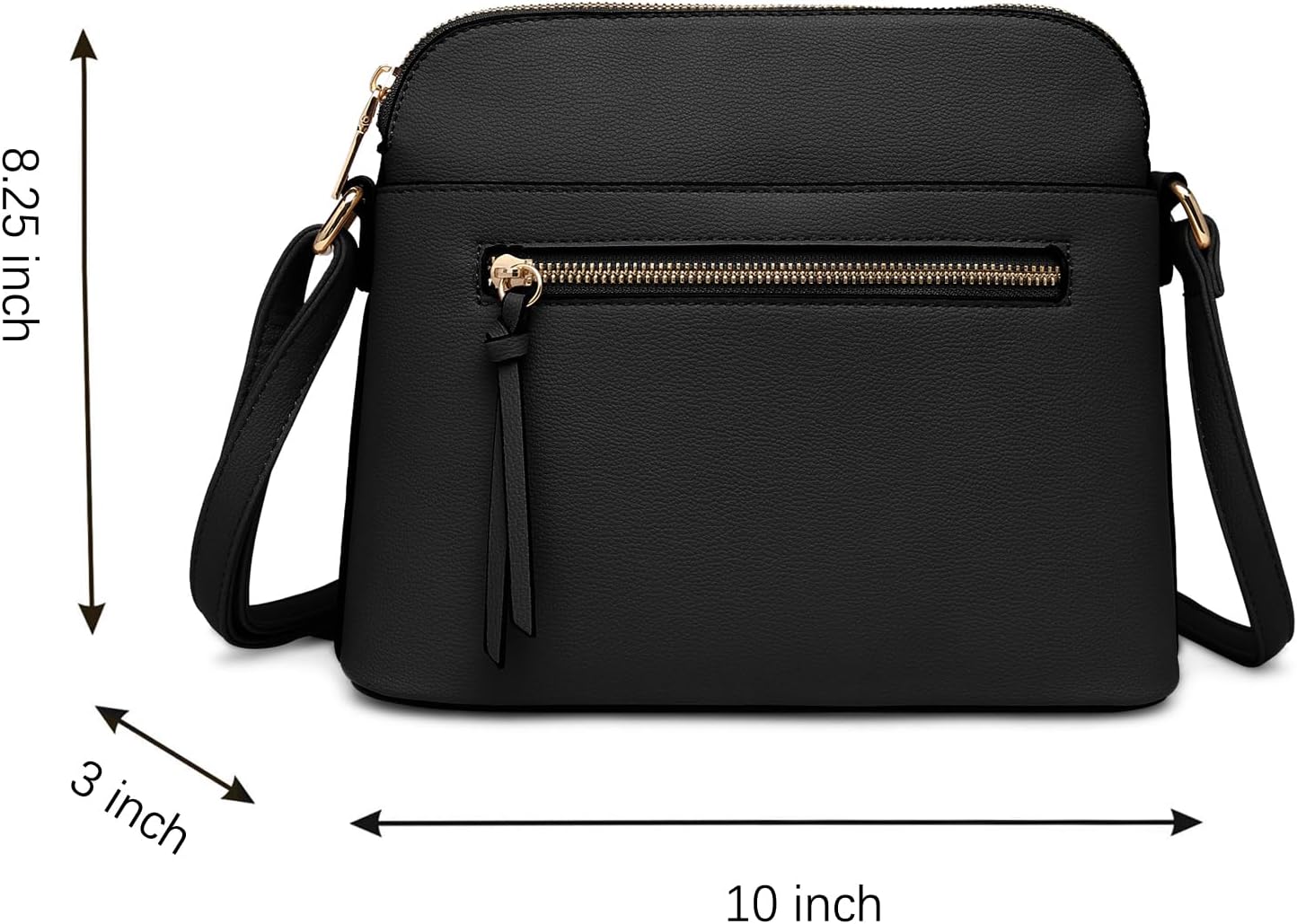 LA TERRE Small Crossbody Bag, Dome Shoulder Bag with Zipper Pocket Adjustable Strap - Image 3
