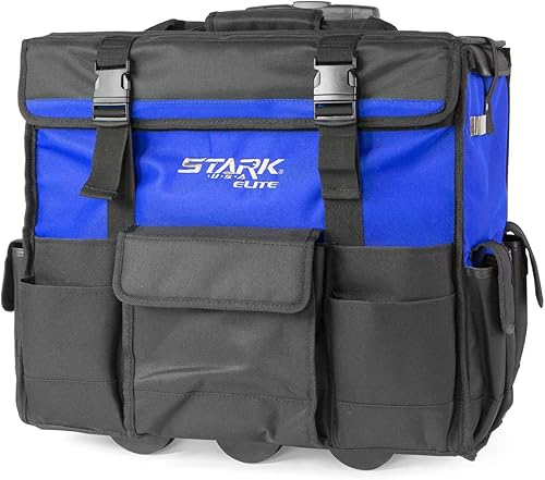 Miniatura 2 de Stark - Bolsa de herramientas rodante de 20 pulgadas, bolsa de herramientas portátil resistente, asa telescópica, organizador de almacenamiento,