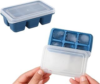 Ice Cube Tray, Easy Release Silicone Ice Molds with Removable Lids, Mini Mold Perfect for Freezer Drinks, Freezer, Baby Food, Whisky and Cocktail, LFGB Certified and BPA Free