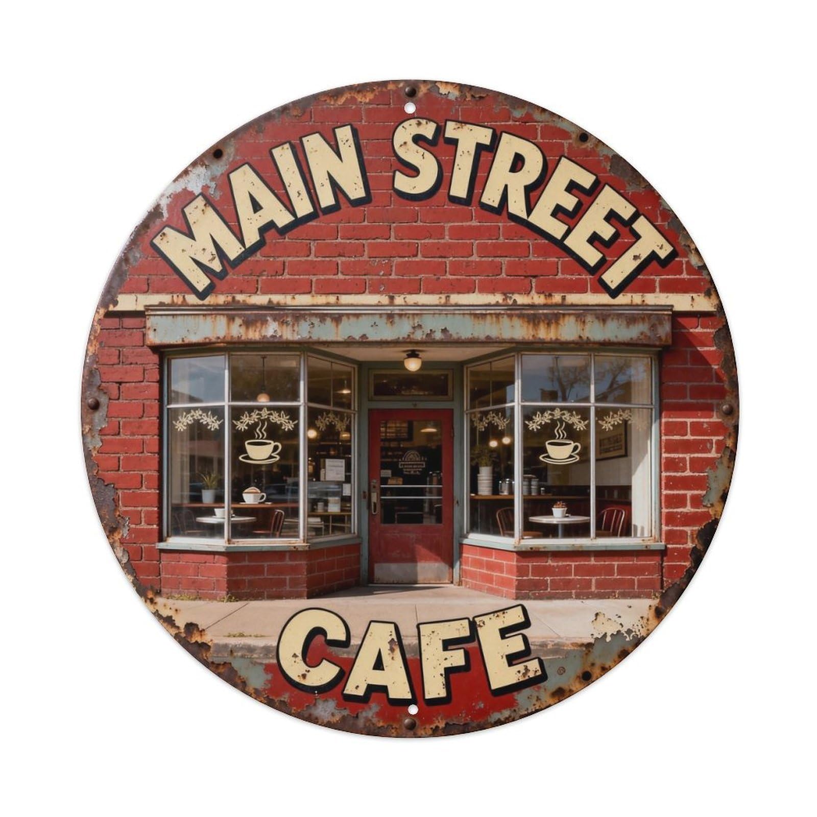Main Street Cafe Metal Tin Sign Plaque