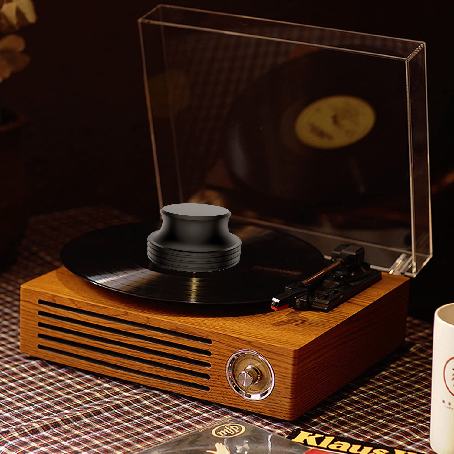 Estabilizador de peso, estabilizador de disco de vinilo LP de aluminio para tocadiscos de alta fidelidad, disco de vinilo LP (negro)