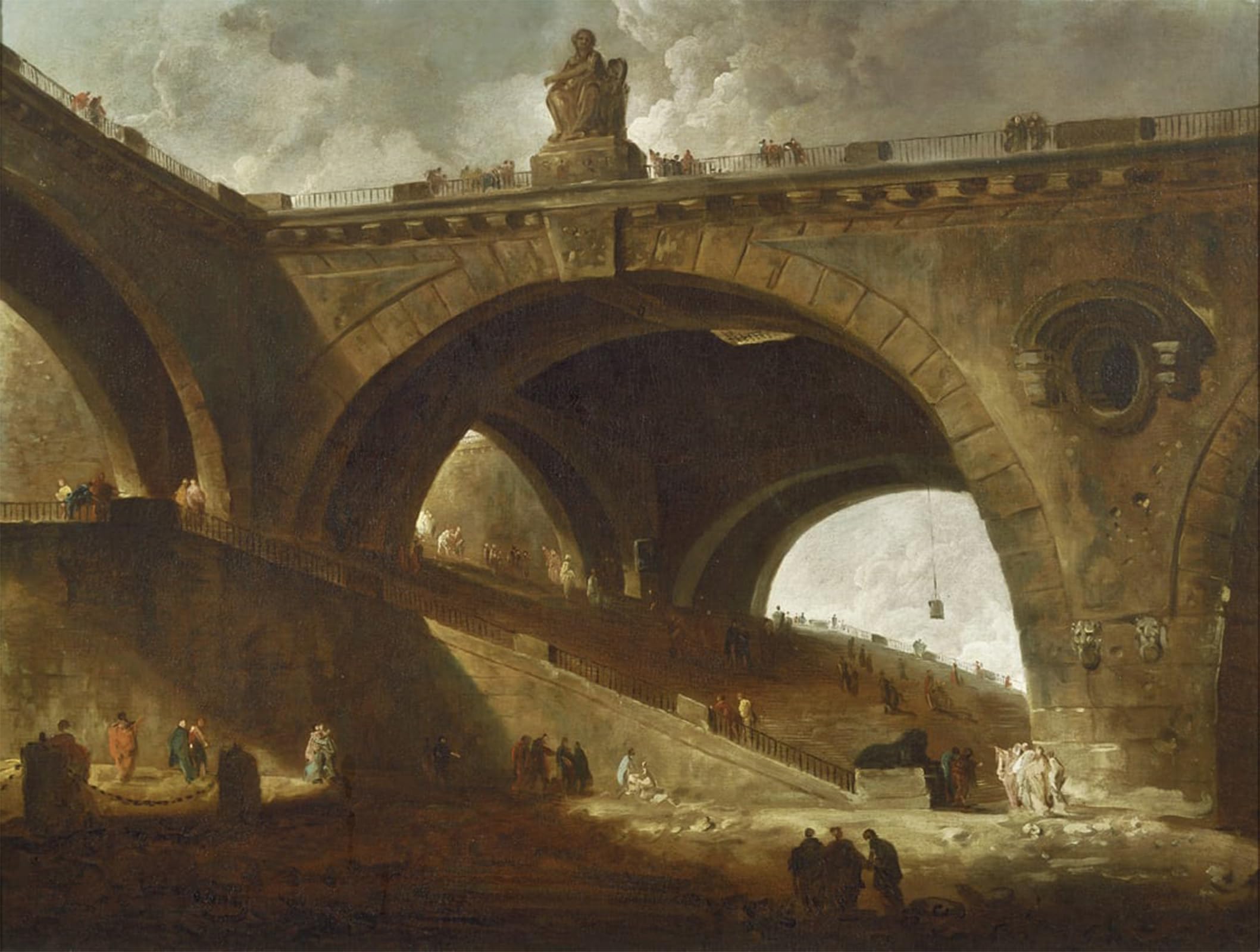 SERENDIPITP Vintage Wall Art Canvas Nordic Poster Canvas Print Picture the Old Bridge by Hubert Robert Wall Art Poster for Home Decor 60x90cm