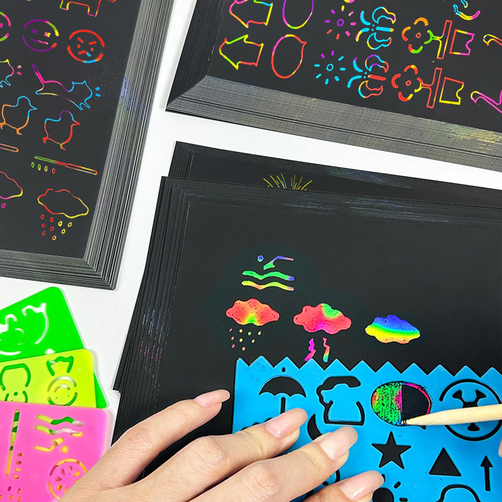 Aoerway Carta da grattare arcobaleno, 100 pagine, mini carta da