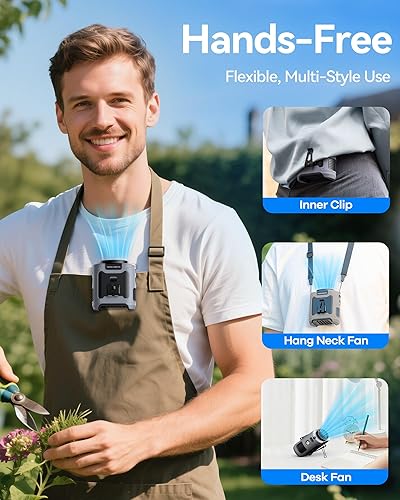 Miniatura 5 de Ventilador de cintura portátil AI recargable 10000 mAh cinturón camisa clip en ventilador para enfriamiento corporal que sopla aire frío 5