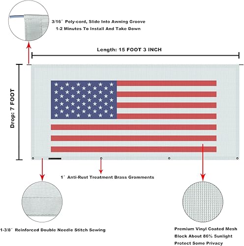 Miniatura 327 de Tentproinc Pantalla parasol para toldo, 8 pies x 13 pies 3 pulgadas (apta para toldo de 14 pies), protector solar de malla para autocaravana, cámper