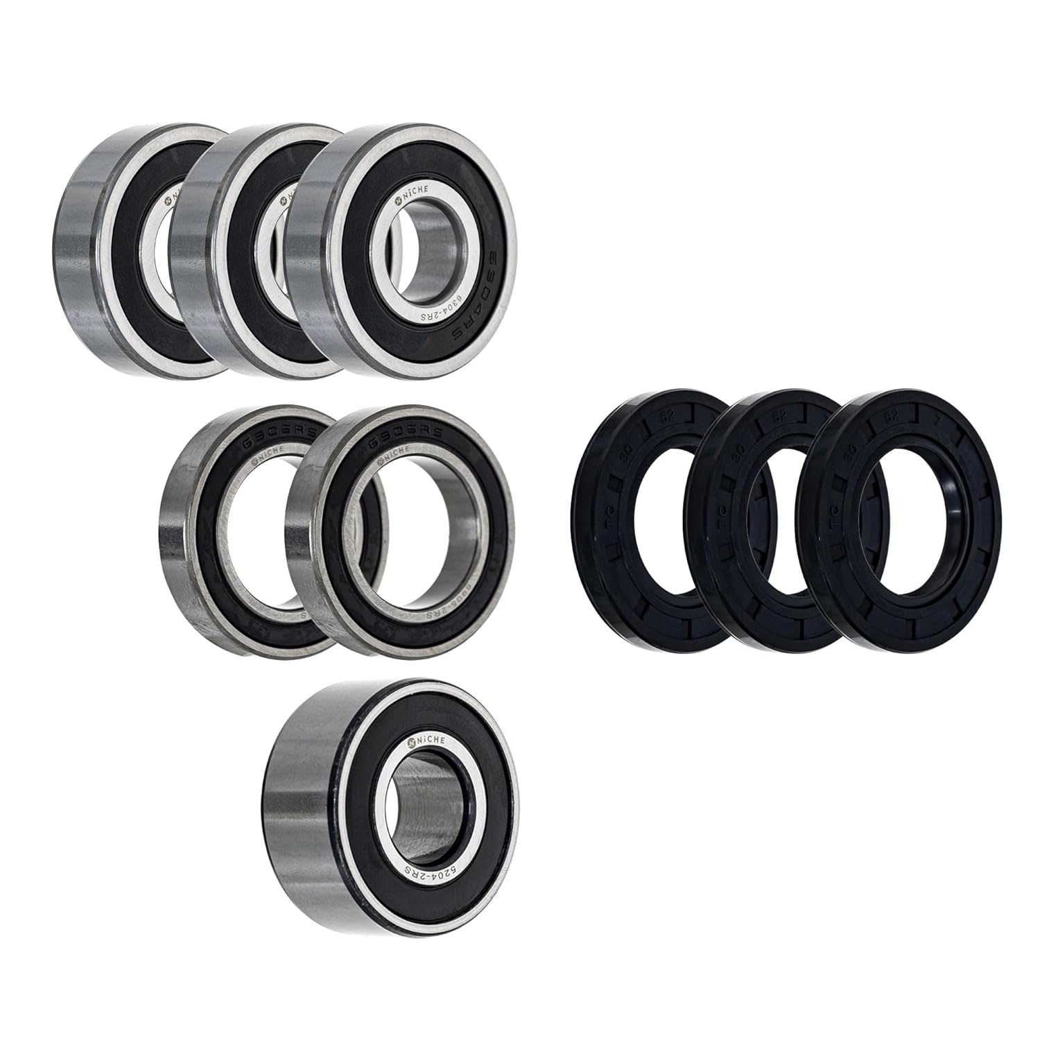 NICHE Wheel Bearing Seal Kit for Honda VTX1800S VTX1800R R1 R2 R3 5204-2RS 6304-2RS 6905-2RS