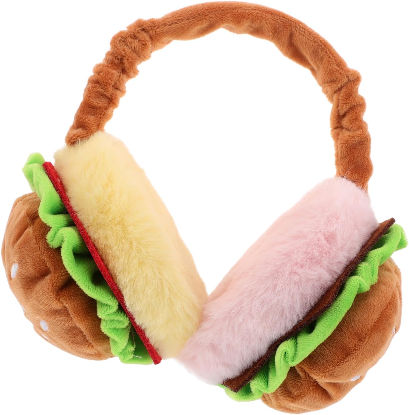 Didiseaon Foldable Plush Thermal Ear Muffs Hamburger Cartoon Design Warm Furry Ear Cover Winter Cold Weather Outdoor Earmuffs