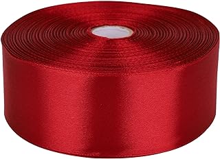 1-1/2 inch Wine red Satin Ribbon 50 Yards Solid Fabric...