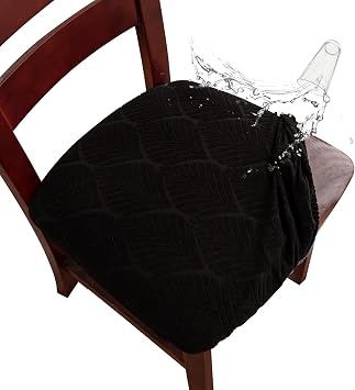 Waterproof Dining Room Chair Cover Set of 6, Stretch Jacquard Seat Covers for Dining Room Chairs, Kitchen Parsons Chair Covers Slipcover Protector