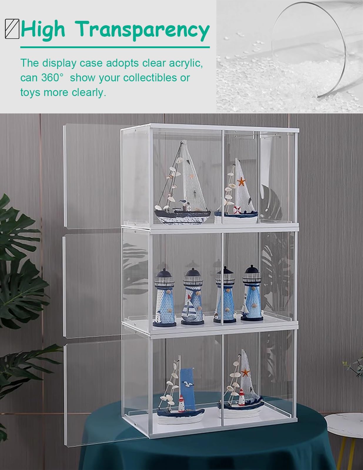 Vibeo Vitrine Acrylique avec Cadre en Aluminium et Porte Coulissante