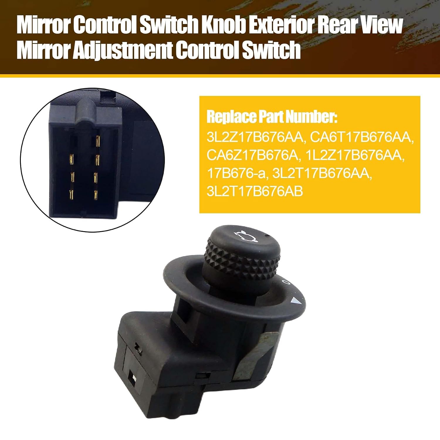 Rear View Mirror Control Knob 3L2Z17B676AA CA6T17B676AA Fit for Ford Explorer Sport Trac Fiesta Transit 150 250 350HD Mirror Adjustment Control Switch