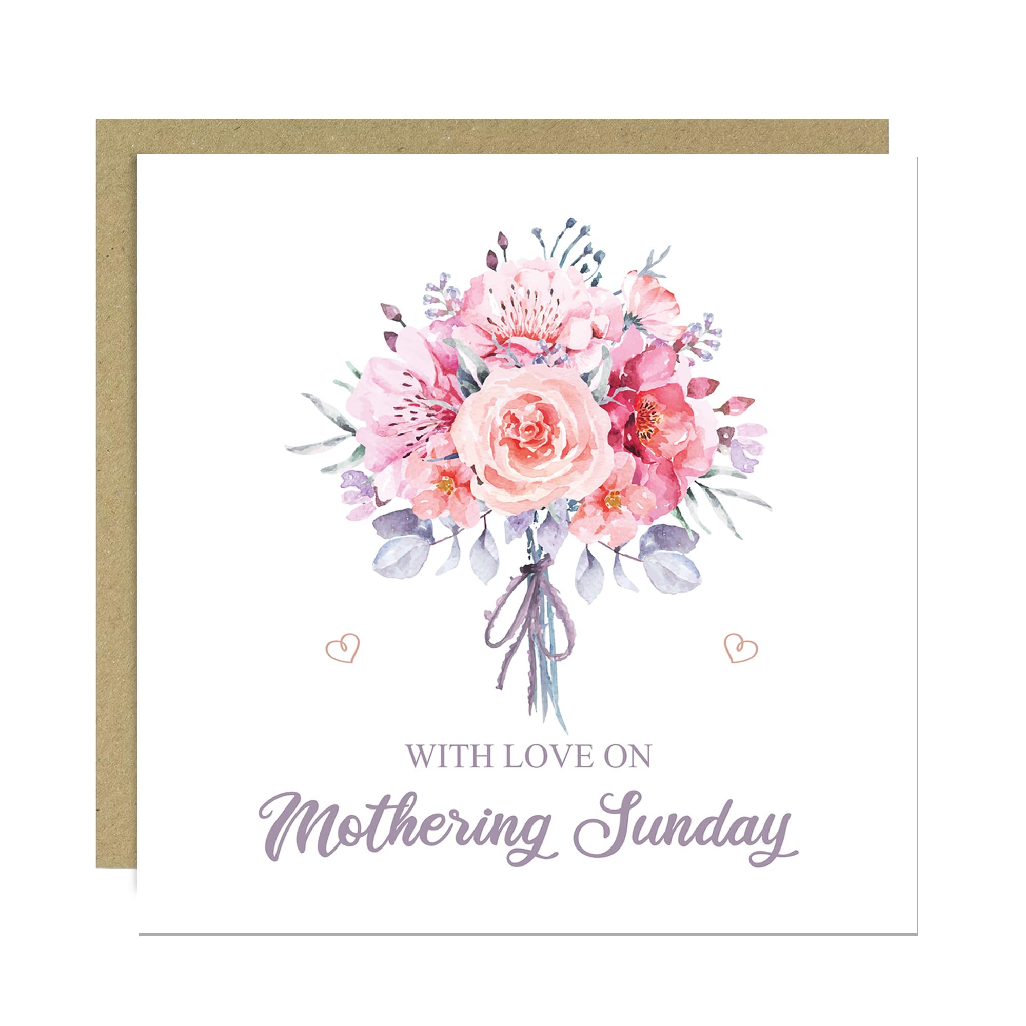 RED OCEAN With Love On Mothering Sunday Card, Mothers Day Card, For Mum Mummy Nan Nanny Mother In Law, Floral Mothers Day With Envelope, Cards For Mum