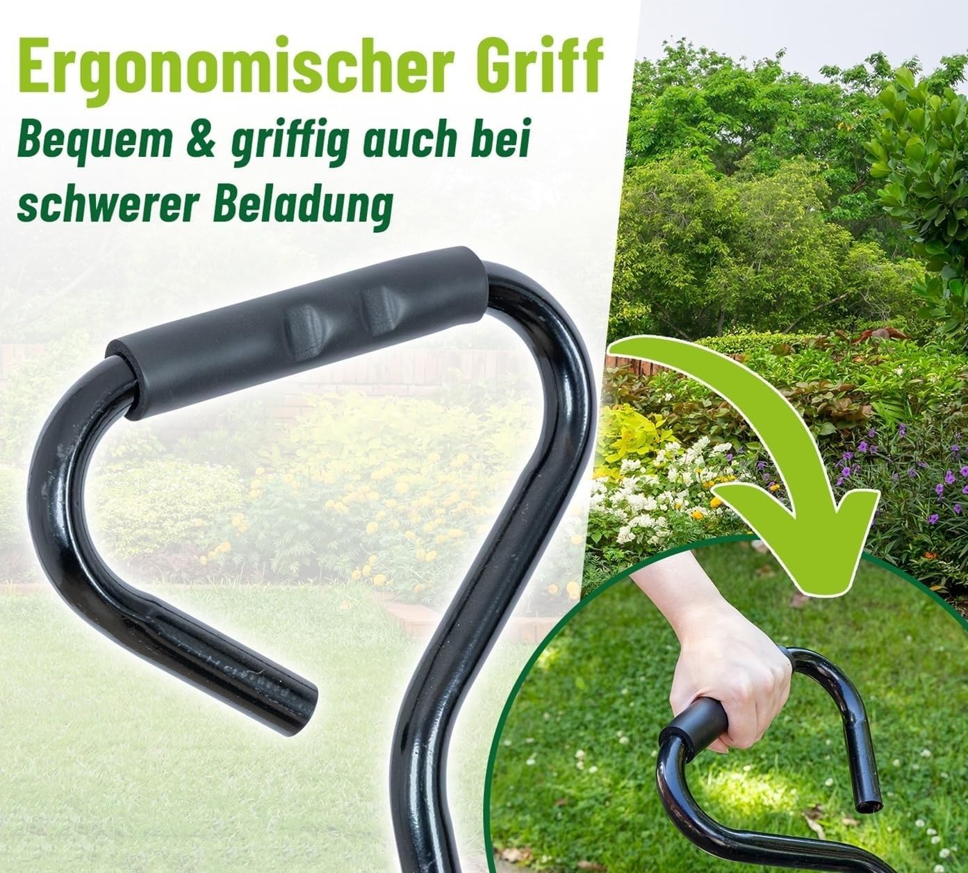 Gitterwagen Transportwagen bis 300kg – Robuster Handwagen mit Luftreifen, Abnehmbare Gitterwände, Ideal für Garten, Hof, Baustelle, Metallkonstruktion, Belastbar für schwere Lasten