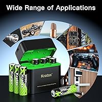 Vista 8 de Kratax 3700mWh AA Rechargeable Lithium Batteries with Charger, 8 Pack high Capacity Double A li-ion Batteries 1.5v, Long Lasting, Charging Storage