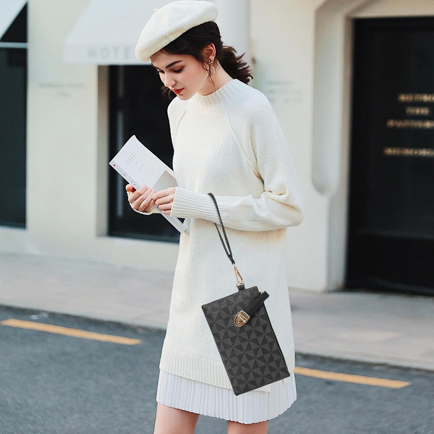 Wristlet Wallets for Women - Small Clutch Purse Leather Handbag with Wrist Strap Large Capacity for Cards/Keys/Phone | Small, with Wrist Strap, Large Capacity, for Cards, for Keys, for Phone - Image 3