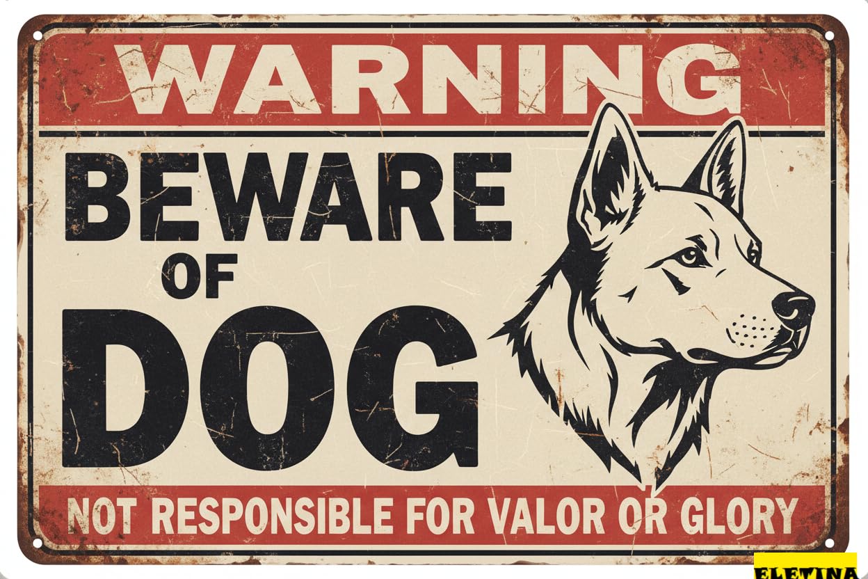 Vintage Metal Tin Sign for Man Cave Beware Of Dog Bull Terrier Warning Beware Of Dog S Fence Outdoor Farm Garden Gate Home Yard Decor 8x12 Inch Private Property Decorative