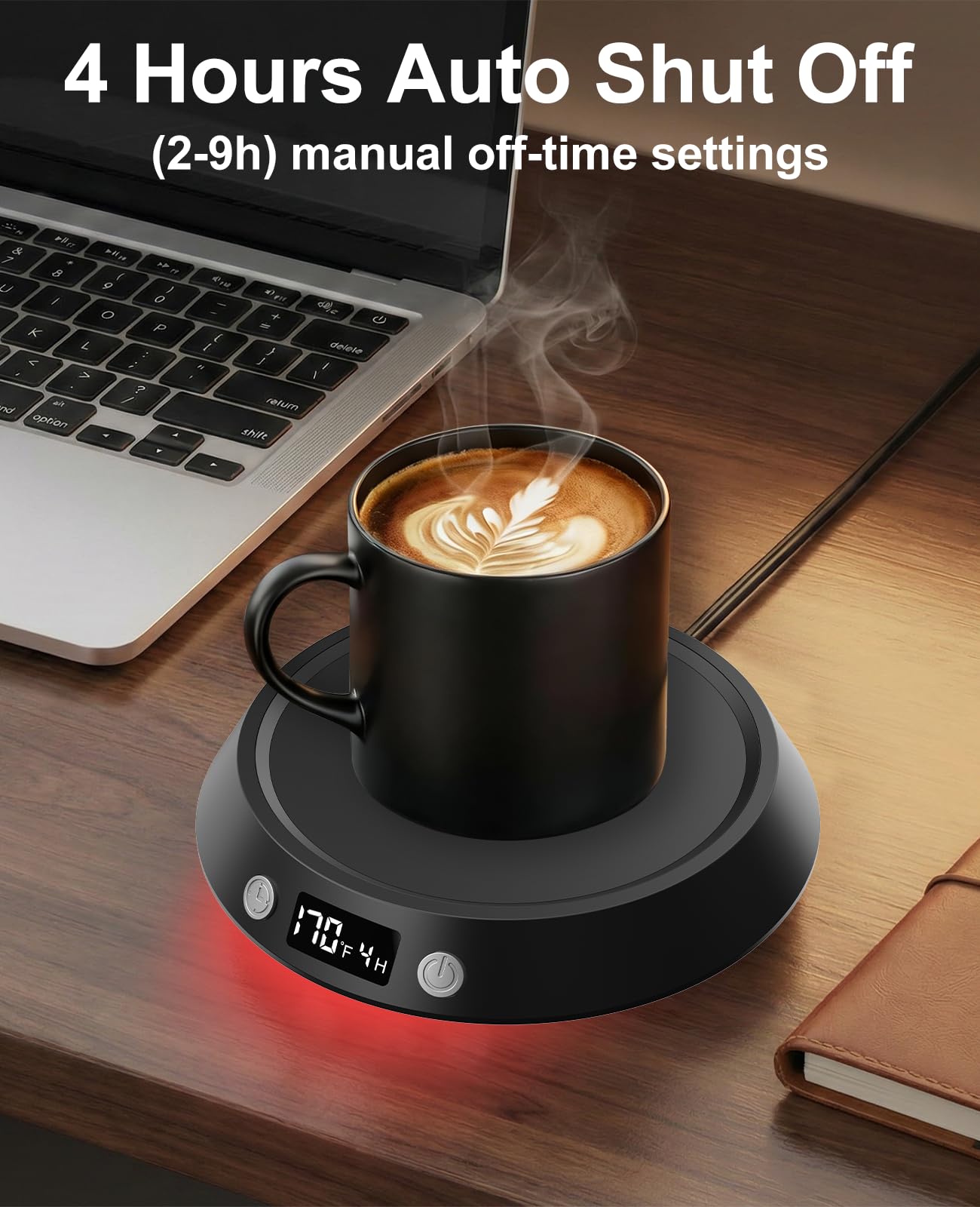 Kepwam - Plato grande para calentar velas con apagado automático de 4 horas, calentador de tazas de café para computadora con calentador de café de 3 temperaturas, calentador de tazas, calentador de