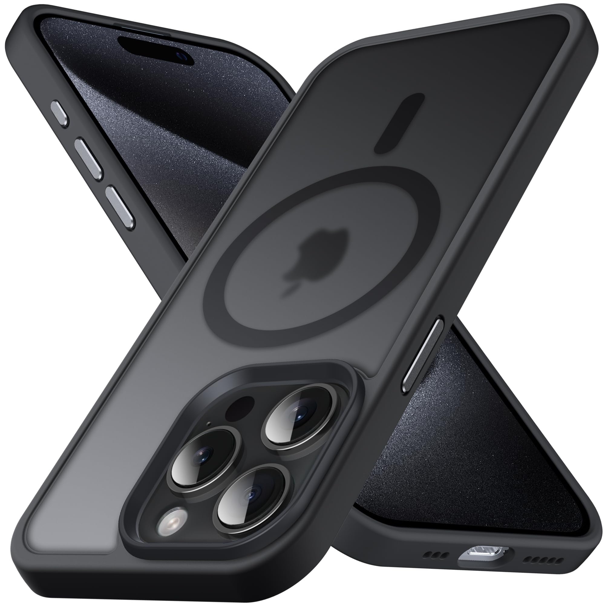 Anqrp Designed for iPhone 15 Pro Max Case, [Compatible with Magsafe] Slim Anti-Scratch Shockproof Phone Case Cover for iPhone 15 Pro Max 6.7 inch, Black