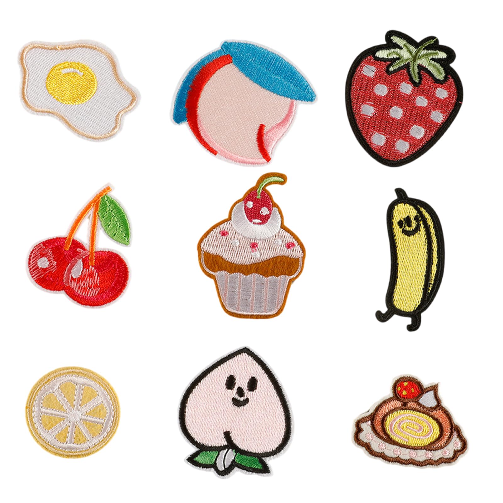 Jazuaiao 9 Pcs Strawberry Embroidered Patches Repair Iron on Applique Peach Sew on for Clothes