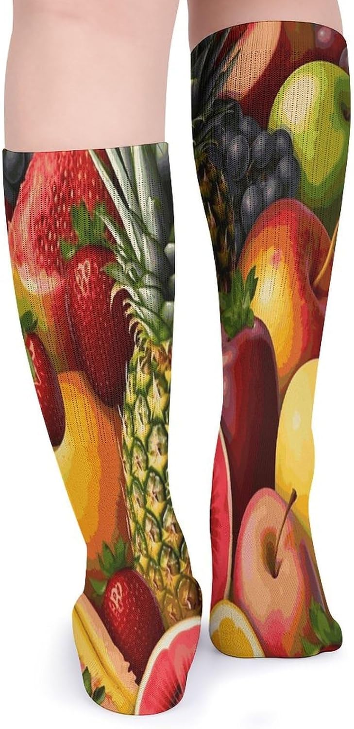 Fresh Juicy Fruits Pineapple Berries Watermelon Grape Orange Stocking - Cute Casual Long Athletic,Crew Sock for Men Women,Running Socks Soft Breathable for Gift
