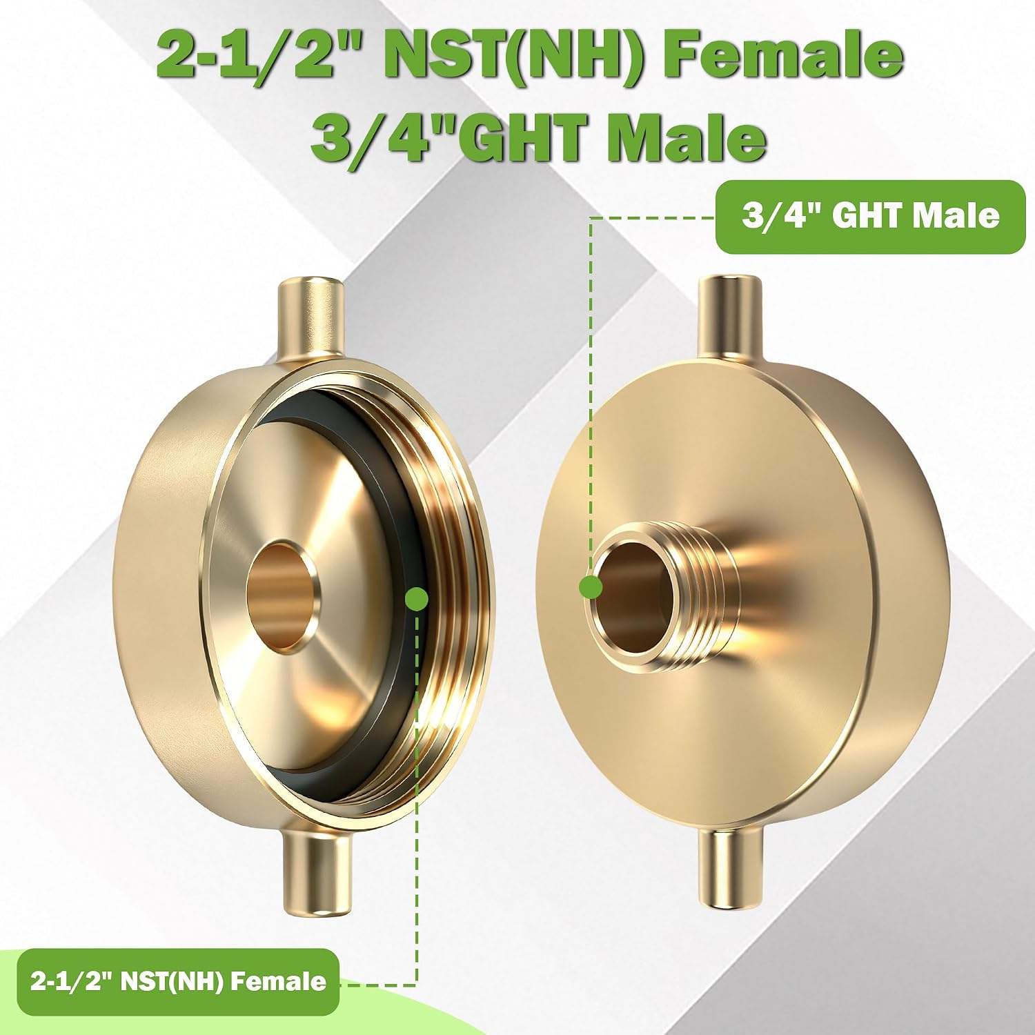 2-1/2" NST (NH) Female x 3/4" GHT Male Brass Fire Hydrant Adapter with Pin Lug Fire Equipment Brass Hydrant to Garden Hose Adapter