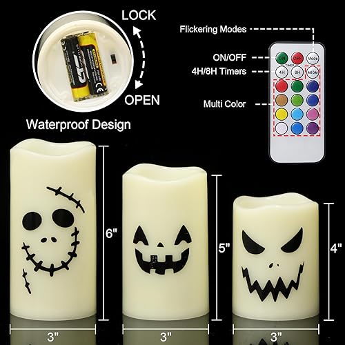Miniatura 10 de Eldnacele Velas parpadeantes impermeables para exteriores sin llama con temporizador remoto, velas LED de mecha 3D que funcionan con pilas, velas de