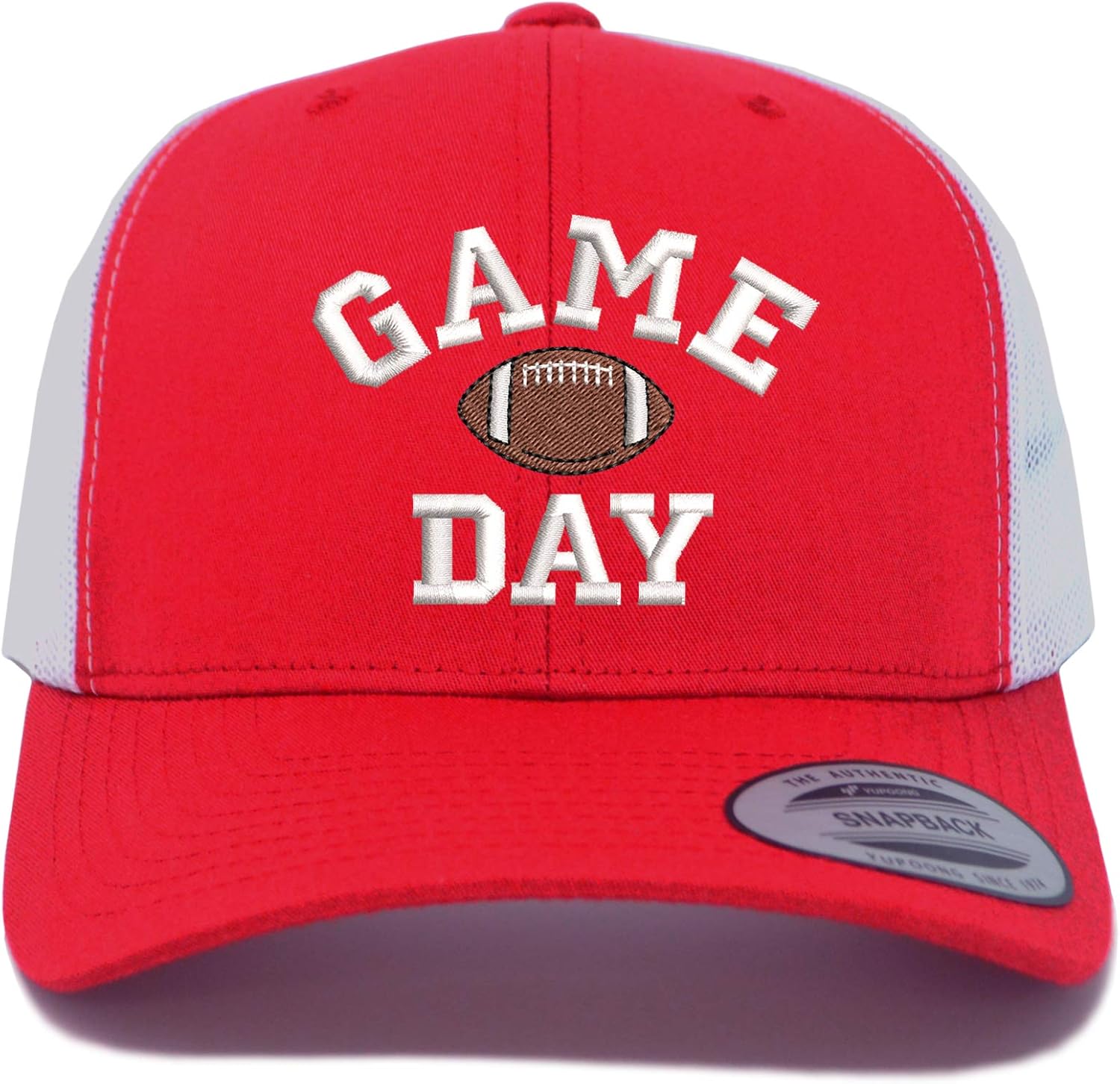 Embroidered Game Day Football Trucker Hat, Adjustable Mesh Snapback Cap for Men Women, Outdoor Hat