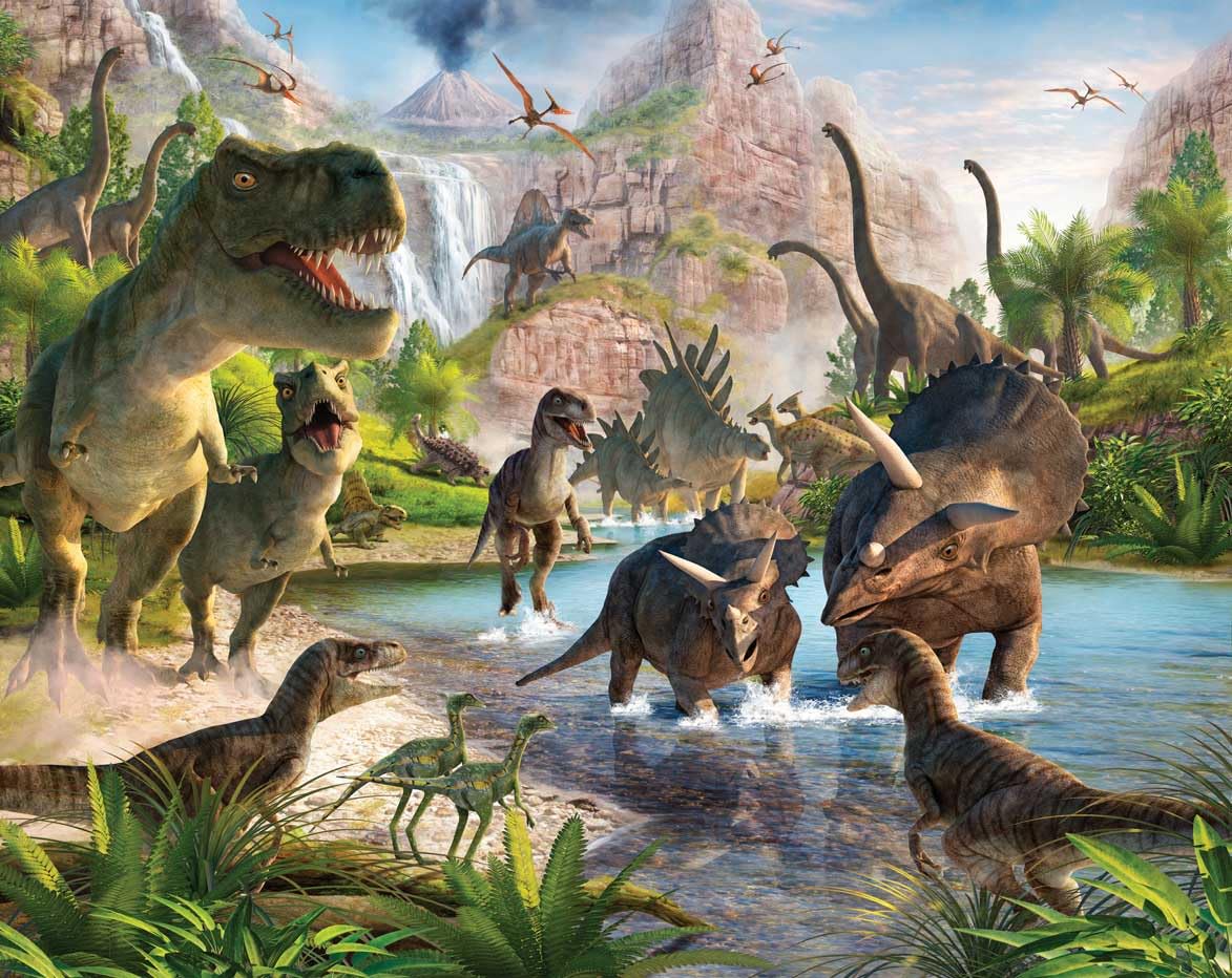 Walltastic Multicolor Dinosaur Land Wallpaper Mural 8Ft X 10Ft