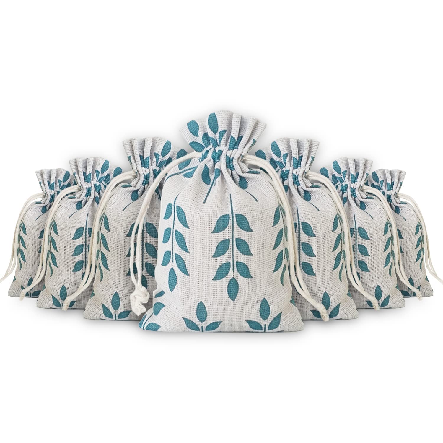 LifeKrafts Linen Jute Pouches | Leaf Design | 15x20cm Pack of 10 | Drawstring Bags for Return Gifts, Weddings, Crafts, Jewellery, Favors, Storage, Hampers, Packaging, Parties-image-35