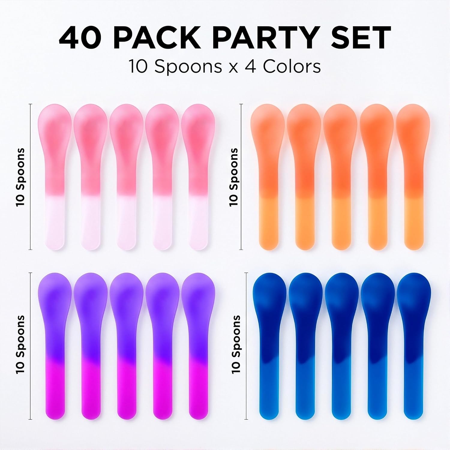 Color Changing Ice Cre Spoons, 5.15 Inch Sturdy Plastic Spoons,