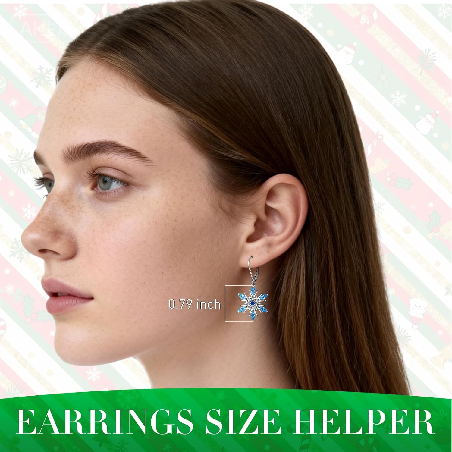 Snowflake Earrings Christmas Earrings for Women Winter Snowflake 925 Sterling Silver Leverback Dangle Drop Christmas Gifts - Image 4
