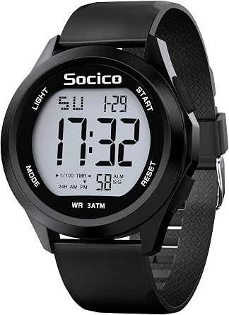 SOCICO Men Digital Watch 3ATM Waterproof Sport with LED Back Light/Alarm/Date/Stopwatch, Outdoor Multifunctional Digital Wrist Watches