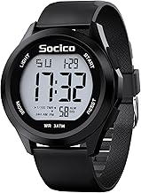 SOCICO Men's Military Digital Sports Watch Waterproof Chronograph Outdoor LED Light Date Alarm
