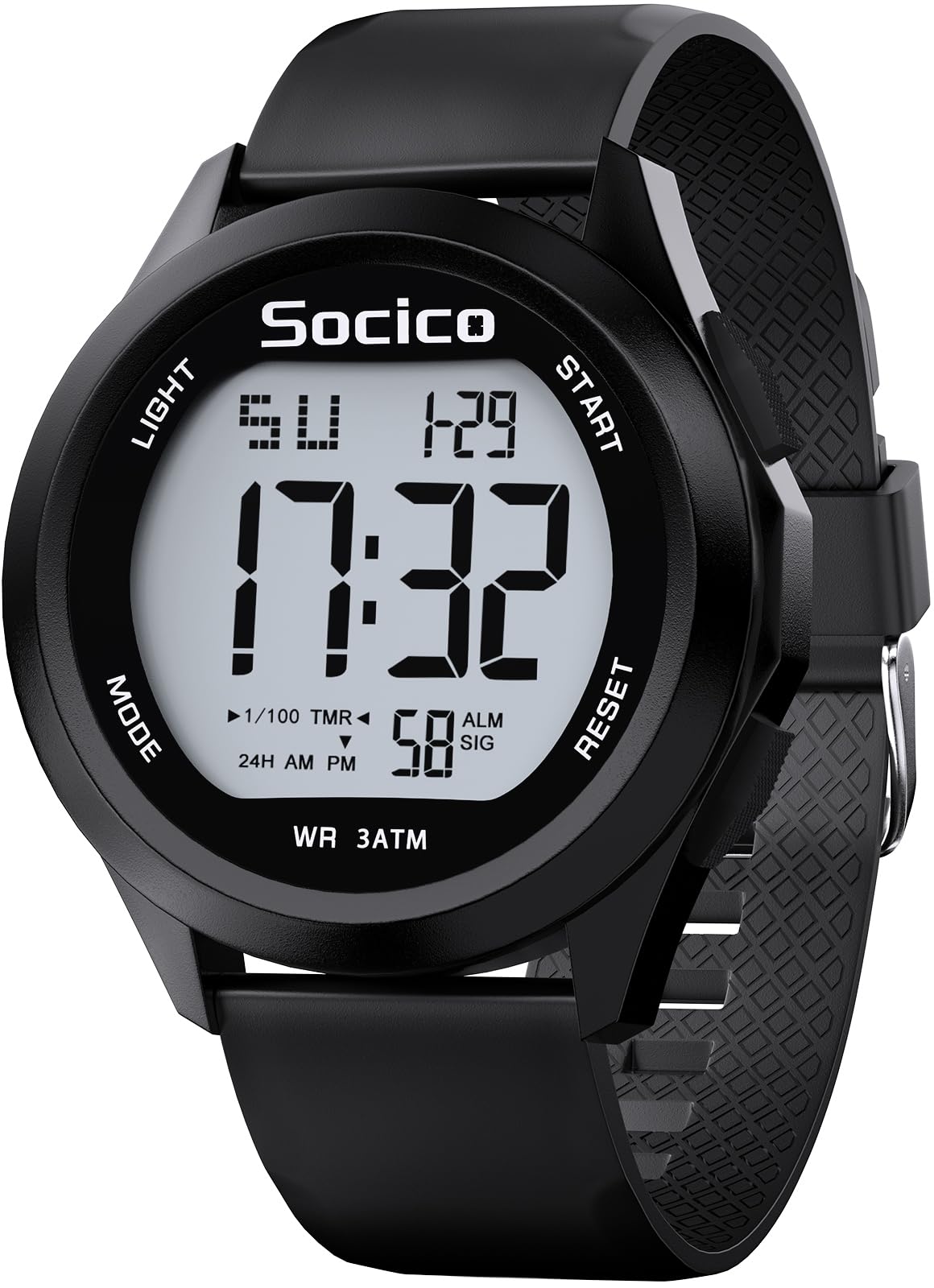 SOCICO Herren Digitaluhr Sport Wasserdicht Outdoor Großes Gesicht Militär Uhren mit Stoppuhr Hintergrund Beleuchtung Alarm Datum Anzeige