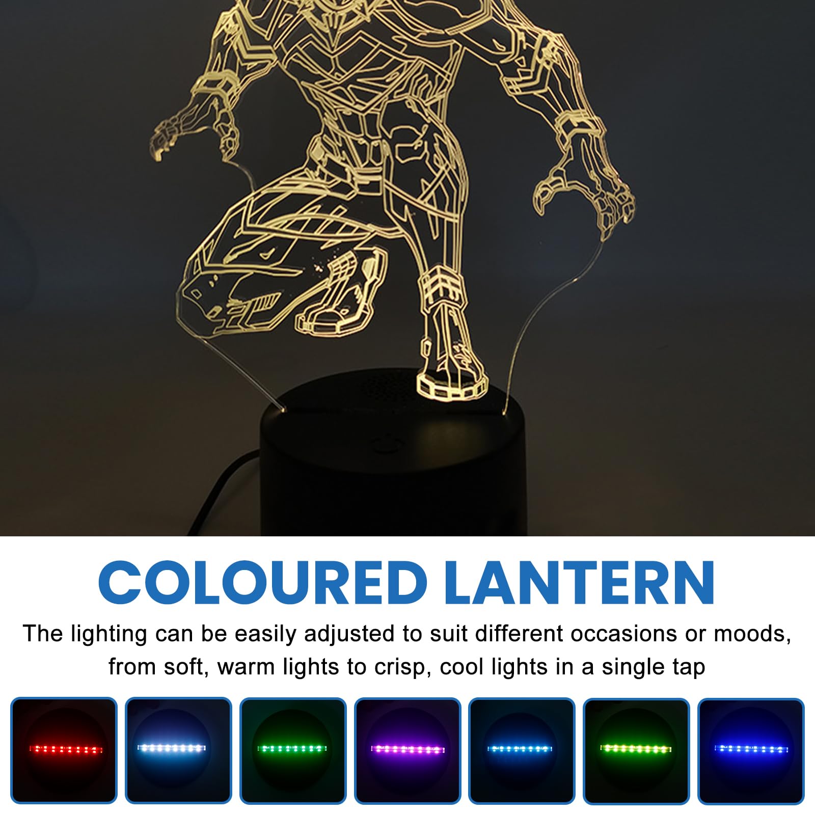BAIFULAI Attacco LED, 2 pezzi, attacco luminoso 3D, con telecomando e cavo USB, regolabile, 16 colori, controllo touch, luce notturna a LED, per acrilico e plexiglas, per camera da letto, bar