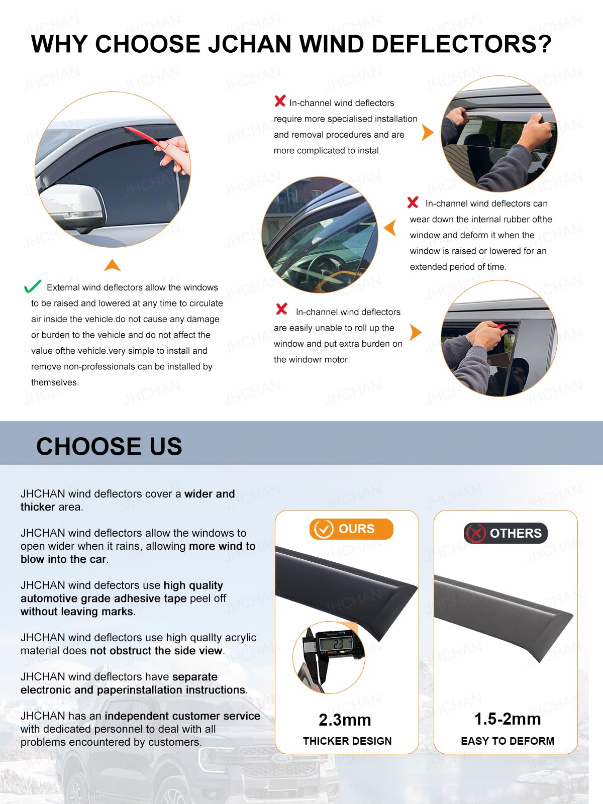 Deflectores de viento | Compatible con: Mitsubishi L200/Trition (2016-2023) Accesorios Club/Space/Extended Cab Juego de 4 piezas | Protectores de lluvia para ventana, protección contra el
